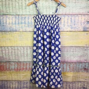 Hanna Andersson Blue Polka Dot Smocked Sun Dress